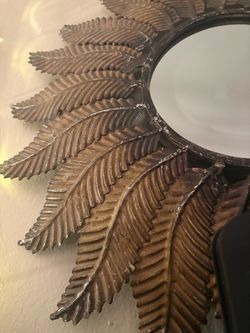 Uttermost  "Farris" Bronze Fern Leaf Sunburst Mirror - Distressed Finish