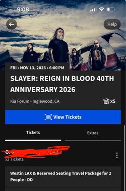 Slayer tickets x2