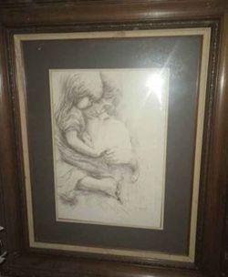 Sketch Artwork Painting Signed By Marilyn Zapp 38"x 32"