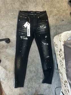 Purple Jeans Distressed With Gold Accents