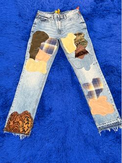 Reworked patchwork jeans
