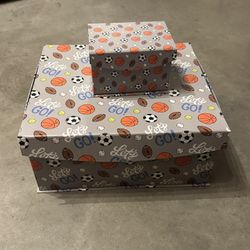 Grey Sport themed Storage Boxes