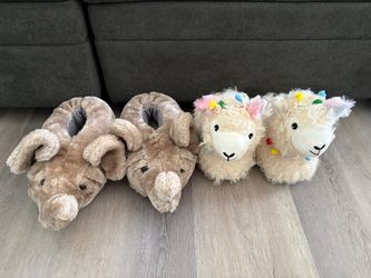 Elephant and Llama Fuzzy Slippers
