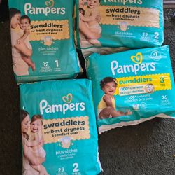 Pampers packs size 1  2 and 3