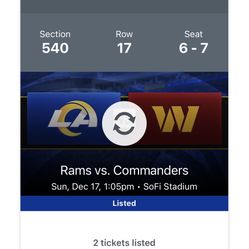 Rams Vs Commanders Tickets For Sunday 
