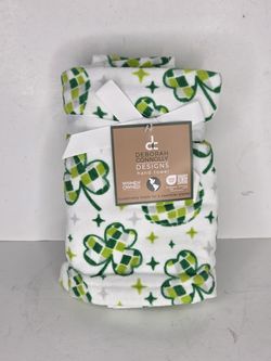 Deborah Connolly Designs Shamrock Disco Ball Clovers Kitchen Hand Towels