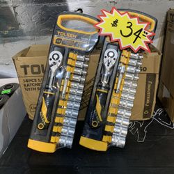 14-piece 1/4” Ratchet Handle With Socket Set Tolsen 