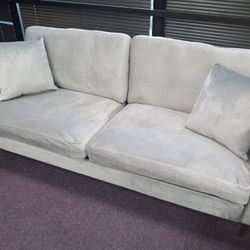 Gray Velvet Couch With Gold Legs