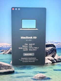 MacBook Air M1 2020 8GB RAM 256 SSD