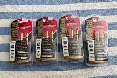 New Sealed TriQuest 6ft Digital RCA Audio Cables - 24K Gold Plated (Multiple Available)