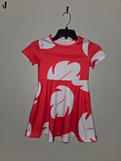 Girls Red and White Graphic Skater Dress