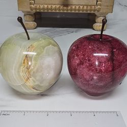 Green Banded Onyx Apple; Red Alabaster Apple 