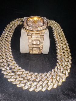 Iced out chains & watch