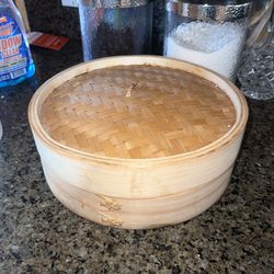 Backbayia Bamboo Steamer Basket with Lid, Healthy Cooking for Dumplings, Vegetables, Chicken, Fish