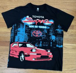 Toyota Supra MK3 1986 Graphic T-Shirt Men’s 2XL Black Neon JDM Retro Car Tee New