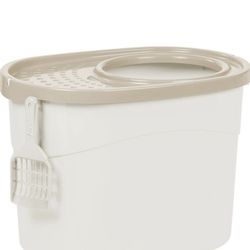 Top Entrance Enclosed Kitty Litter Box Cones With Scoop That Hangs From Box