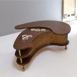 Grand Server Boomerang Kidney Shaped Hidden Bar Coffee Table From 1960 Worlds Fair