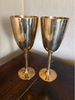 Pair of Vintage Brass Goblets