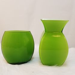 Green Glass Vases
