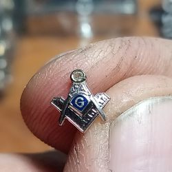 10K White Gold Masonic Blue Lodge Lapel Pin