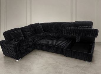 BLACK CORDUROY SLEEPER SECTIONAL 🖤