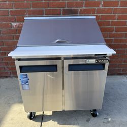 Dukers 36” mega top 15 pan Commercial Food Prep Table Refrigerator in Stainless Steel with Mega Top