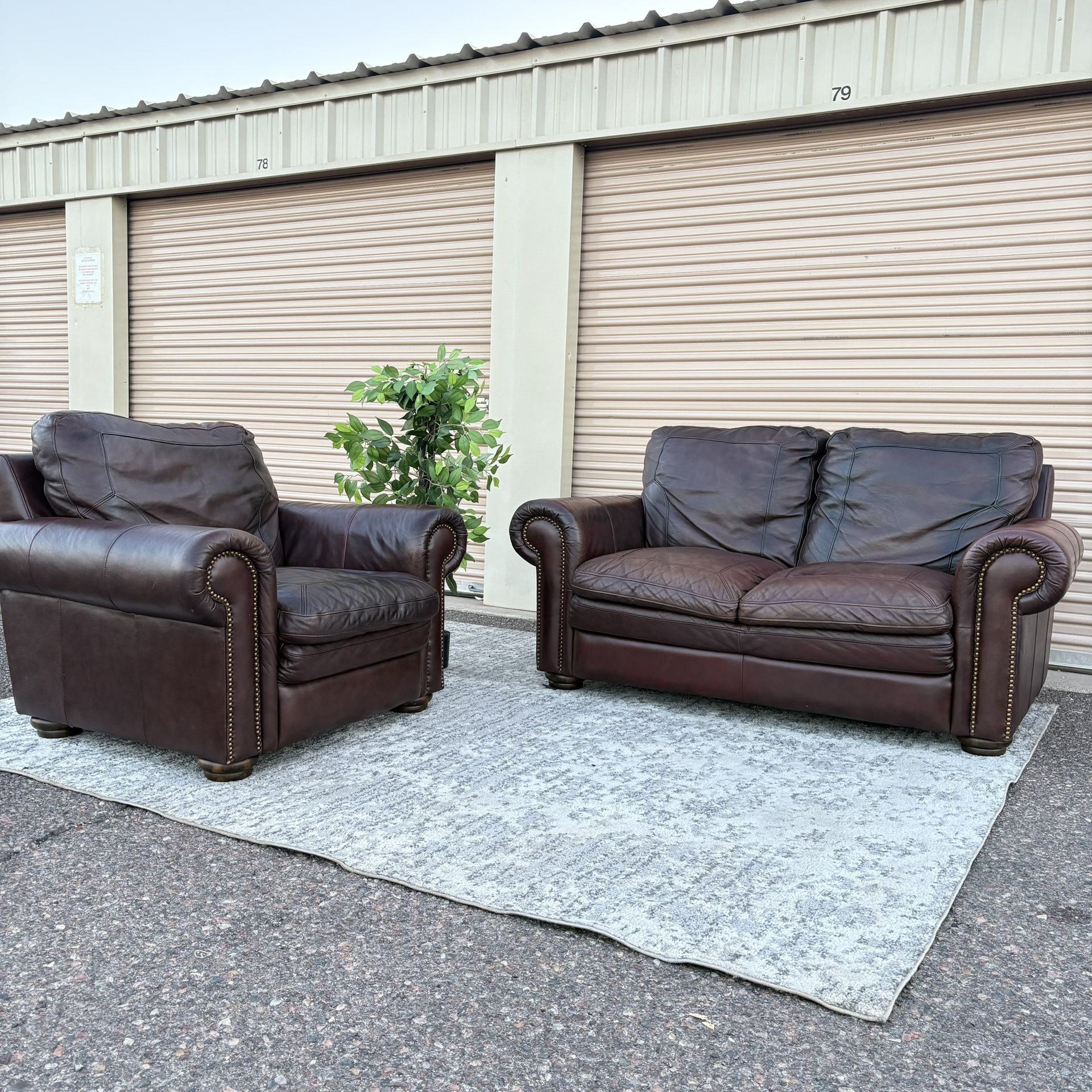 Costco Top Grain Leather Chair + Loveseat Set - Delivery