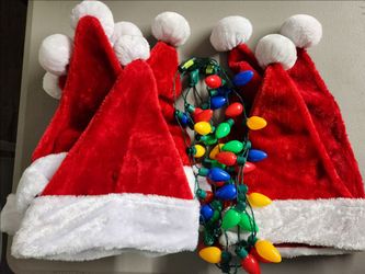 Santa hats and Christmas light necklaces