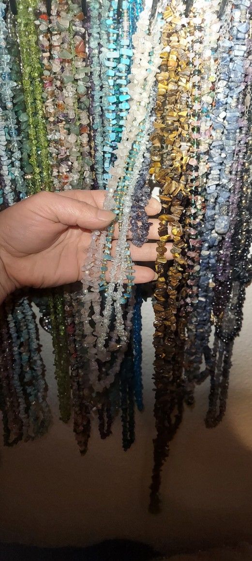 Various Natural Gem Chip Beaded Necklaces