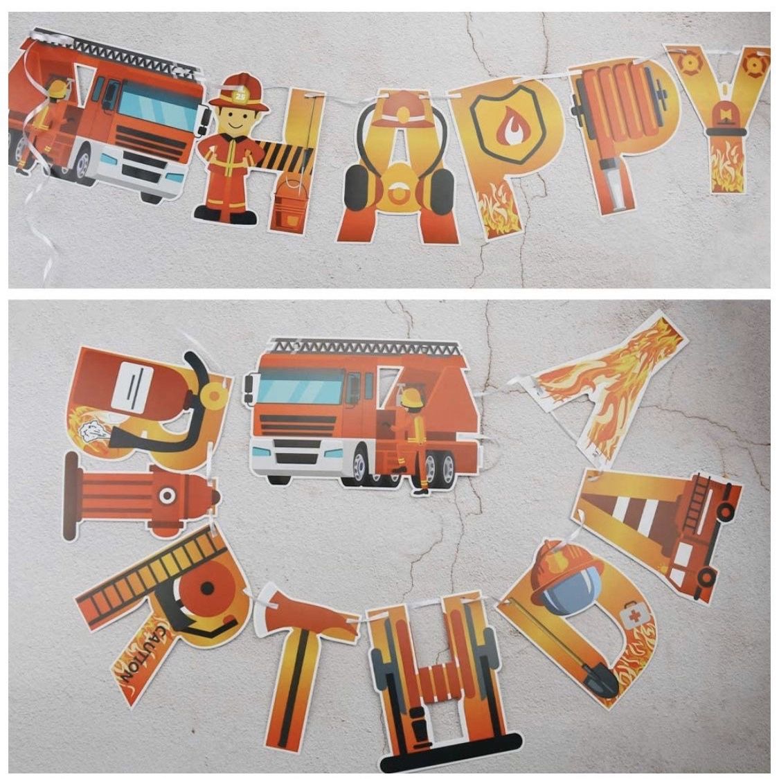 Birthday Decoration Firetruck Sign