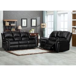 New Reclining Black Leather Couch / Love Seat.  Free Delivery!