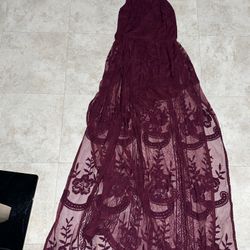 Wild Honey Deep Maroon MAXI dress Sheer With SHORTS inside WOMEN S NWT 