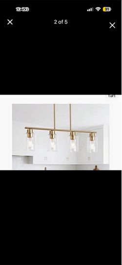 4-Light Gold Linear Pendant Chandelier
