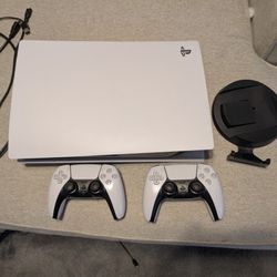 PS5 Disc Edition 1TB,  Stand, and 2 Controllers