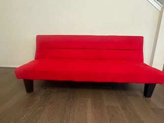 Vibrant Red Futon Sofa - Excellent Condition, Multi-Use