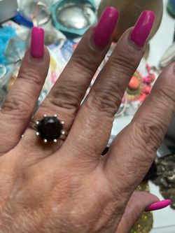 Black spinel, stone, Sterling silver ring