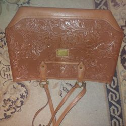 Tan stamped purse