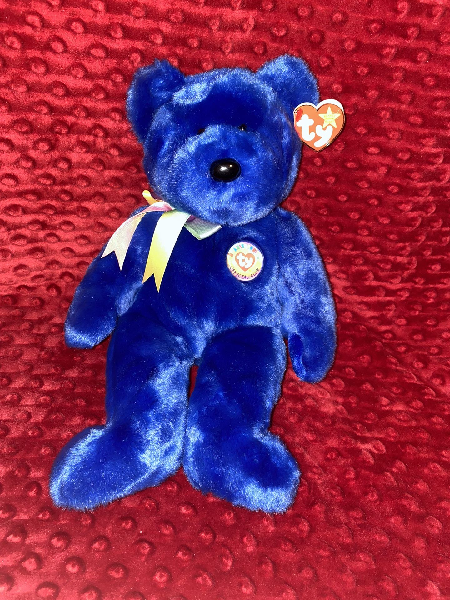 Ty Beanie Buddy Clubby Blue Fluffy Plush Teddy Bear 