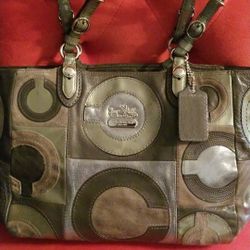 Gray and Silver Coach Bag