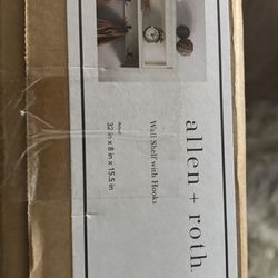 Allen + Roth Wall Shelf With Hooks White Finish