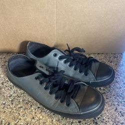 Converse Black Leather Low Tops, men’s 9