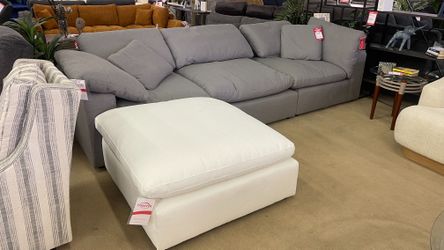 Grey Boucle Modular Cloud Sectional 3pc + Ottoman