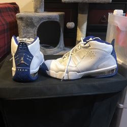 White/Blue Jordans Size 10