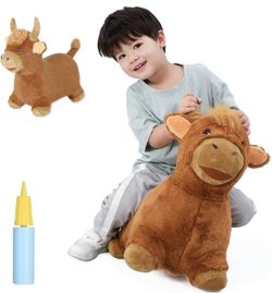 INPANY Bouncy Bull – Plush Cow Hopper Ride-On Toy for Kids (Ages 2–4)