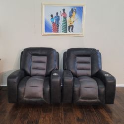 Theater Rock And Recline Chairs-Gray/Black-$250.00