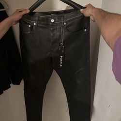 Black Leather Purple Brand Jeans Size 33 