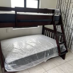 Twin over full bunk beds frame and free delivery in box with the mattress and