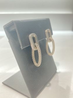 READ Entire ad BEFORE MESSAGING - Lagos Caviar 925 Sterling Silver paper clip fluted Drop Dangle Hoop earrings earring Jewelry $355 Retail