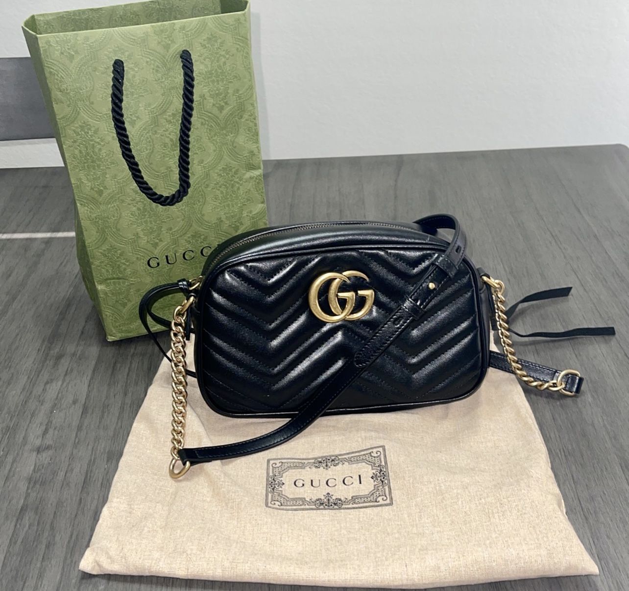 Gucci Marmont Black Leather Small Purse