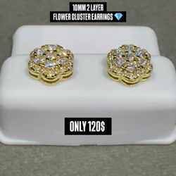 💎 VVS 10mm 2 Layer 14K Over 925 Silver Moissanite Cluster Earrings – Only few In Stock!